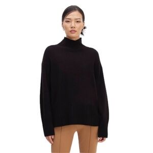 Everlane Cashmere Oversized Mock Turtleneck Sweater. Black Size XXS #758